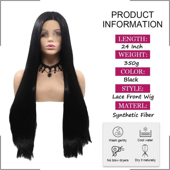 Women wig Synthetic Natural Hairline Soft Wig Heat Resistant Fiber Daily Makeup - Picture 3 of 7